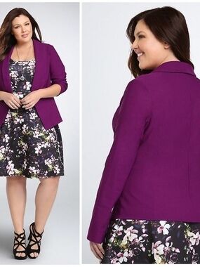 Torrid Plus Size Open Front Purple Blazer Jacket